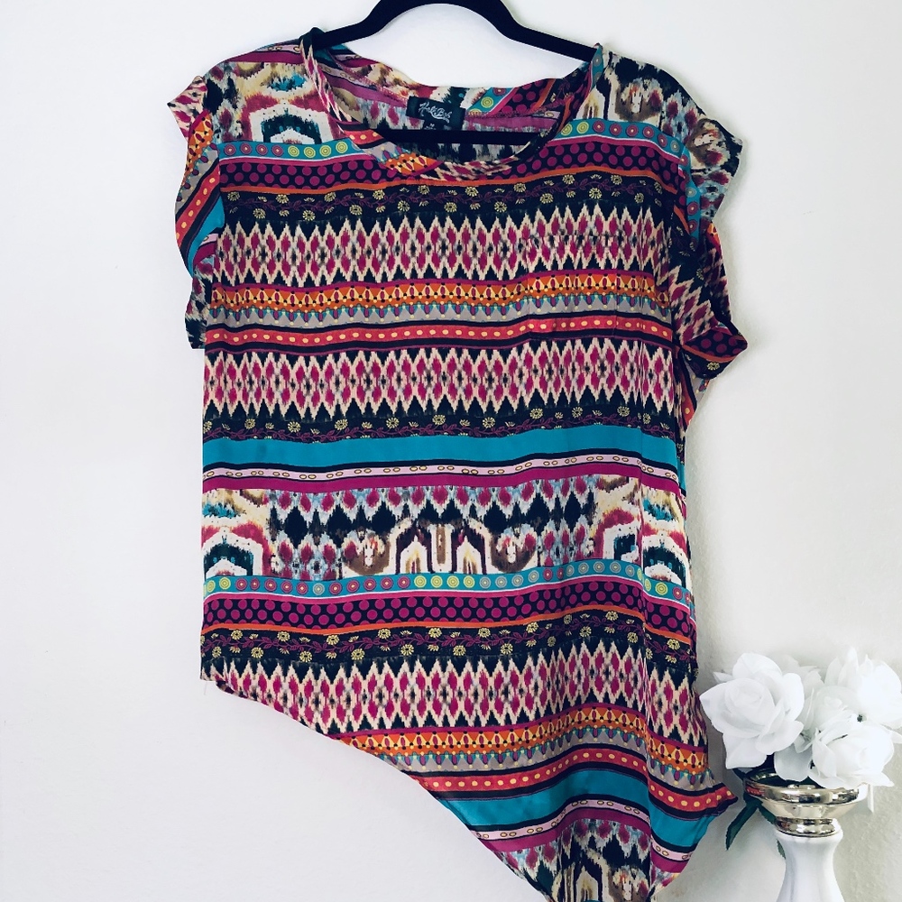 Tribal Shirt with Asymmetrical Hem